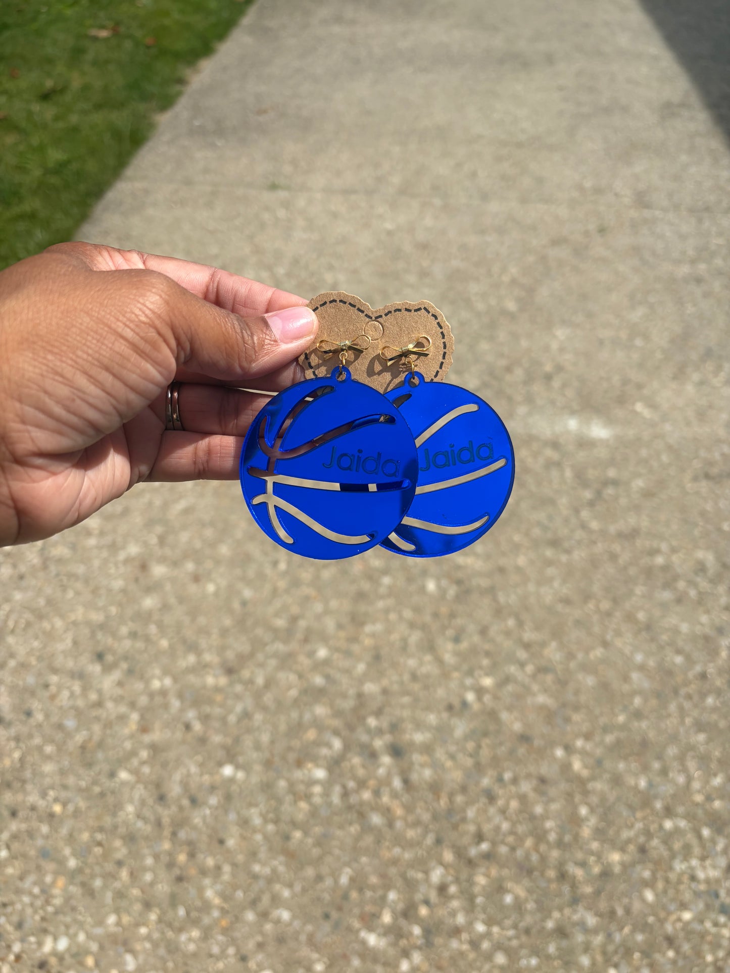 Blue Basketball Earrings