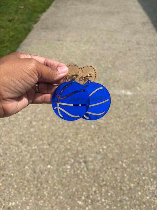 Blue Basketball Earrings