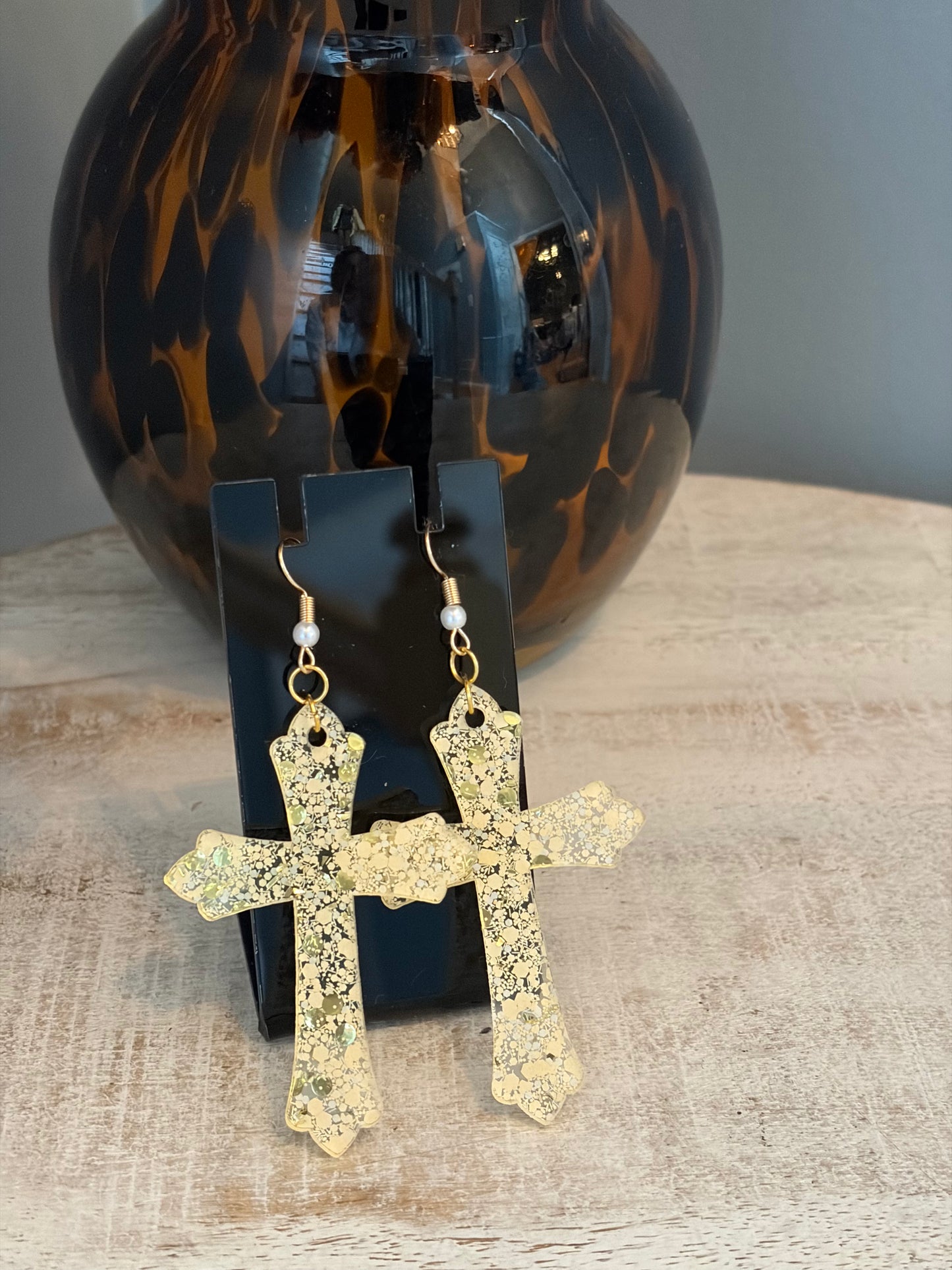 Gold Cross Earrings