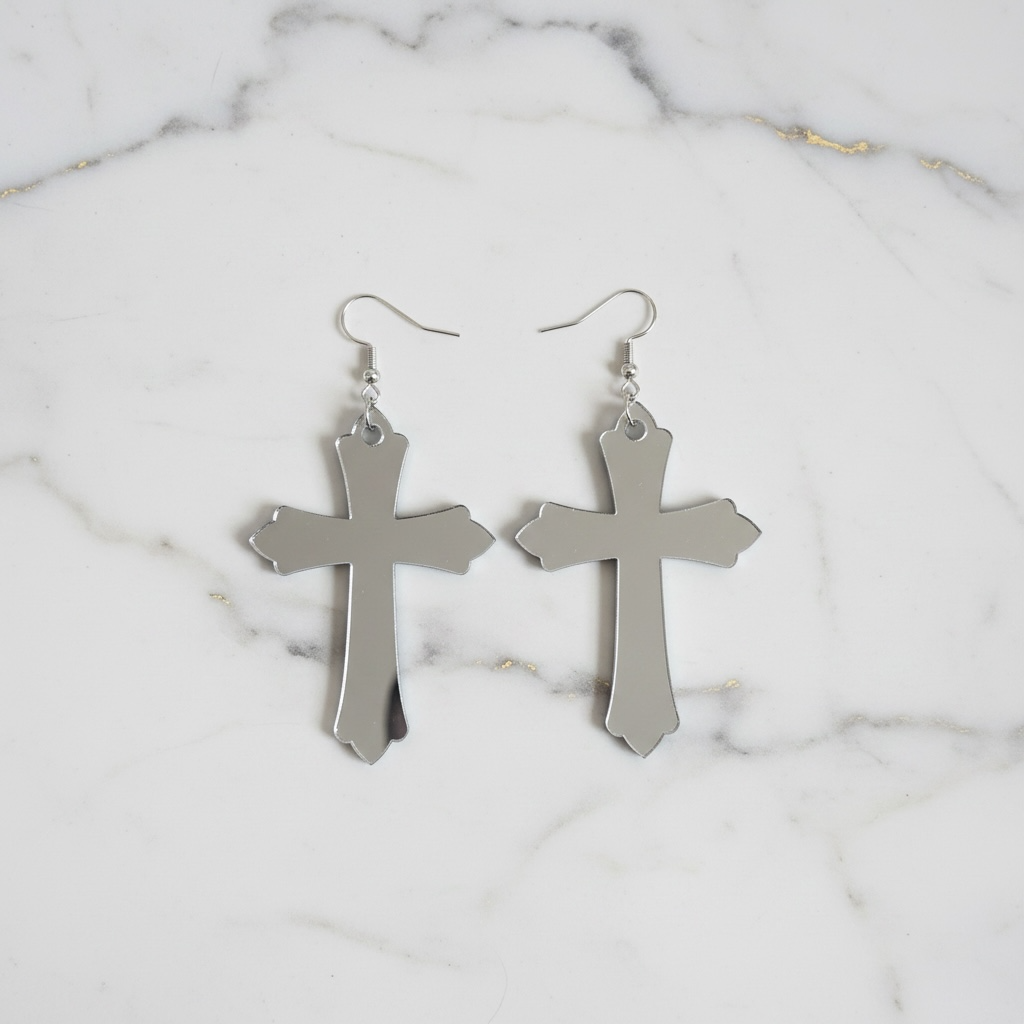 Silver Cross Earrings